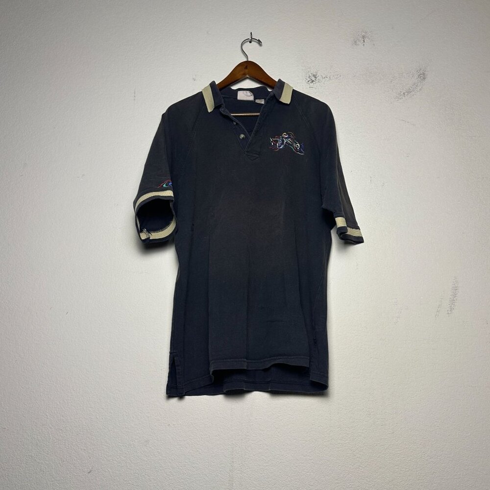VTG Nascar Chesterfield Polo Shirt Short Sleeve Men XL Grey Embroidered Logo